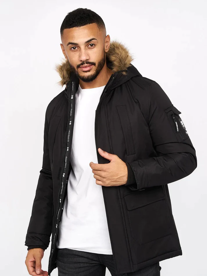 CHAQUETA DE HOMBRE CROSSHATCH PARKA NEGRA - Imagen 3