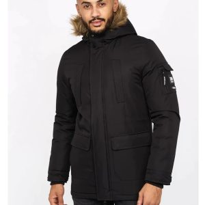 CHAQUETA DE HOMBRE CROSSHATCH PARKA NEGRA
