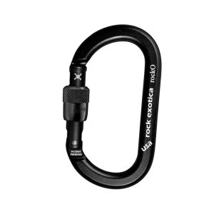 Mosquetón Aluminio Oval Rosca 24kN RockO Screw-Lock (C3-SB) Black – Rock Exotica