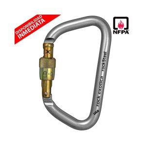 Mosquetón Acero Tipo D Rosca 50kN RockSteel Screw Lock (M31-SL) NFPA – Rock Exotica